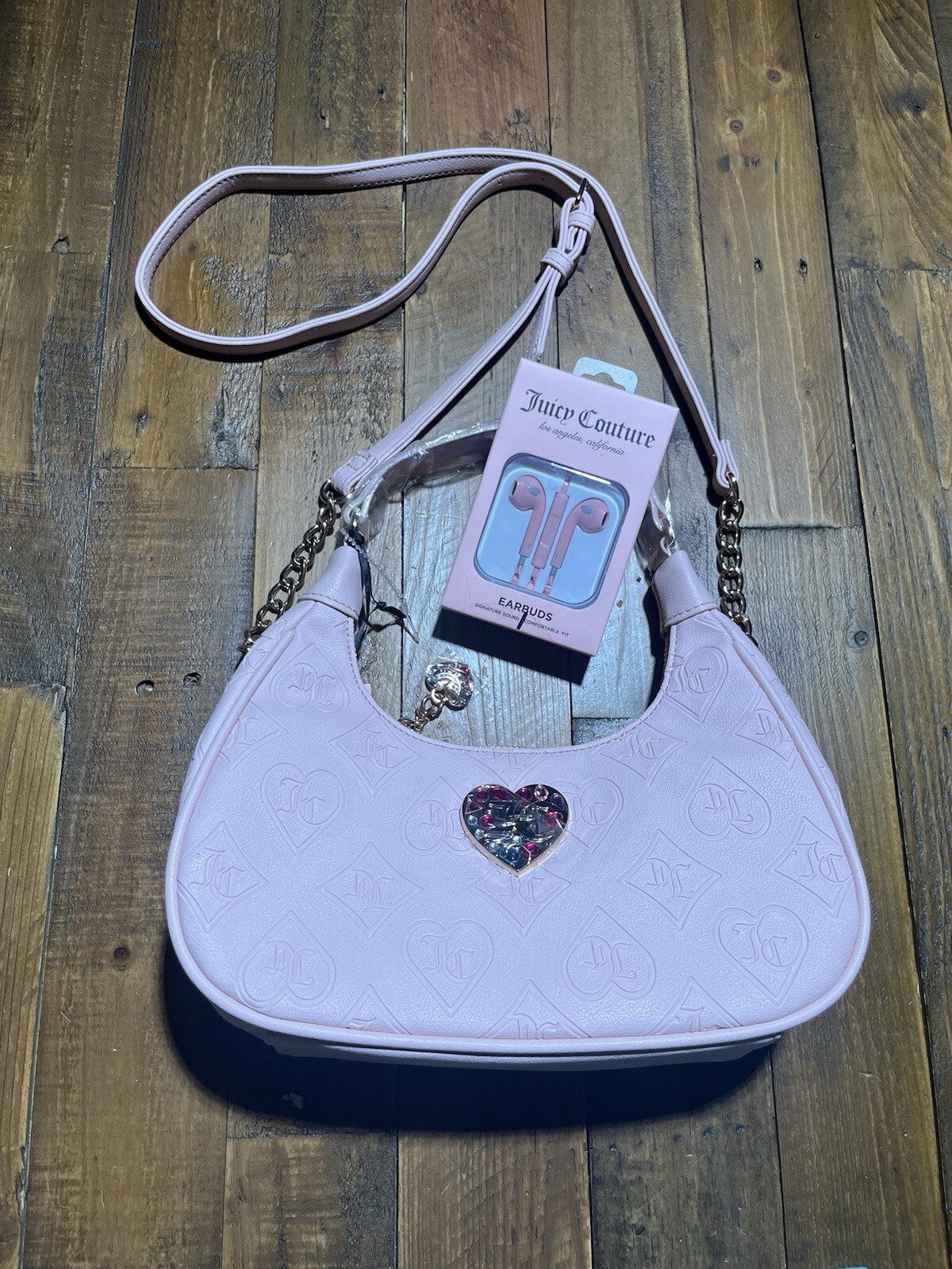 Pink Clay Glitzed Out Hobo Juicy Couture Nwt Free JC Earbuds