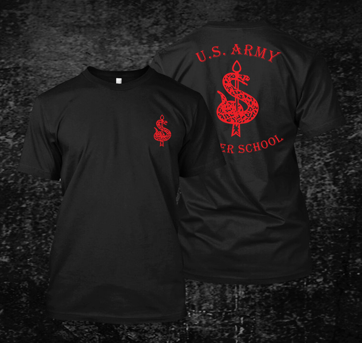US Army Sniper School Logo – Custom Men’s Back and front T-Shirt Tee