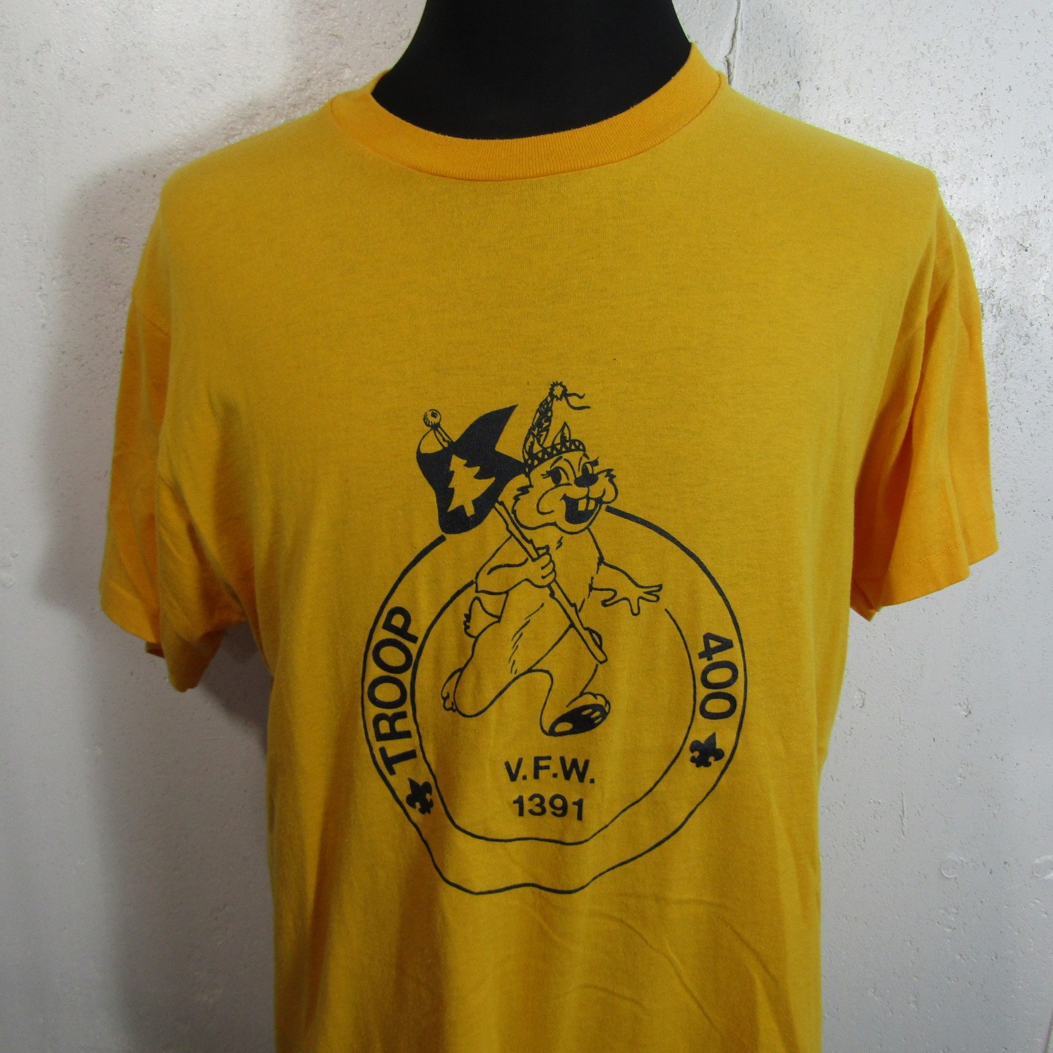 Vintage Hanes 50/50 VFW Troop 400 Squirrel T-Shirt Men’s Large 80s Single Stitch