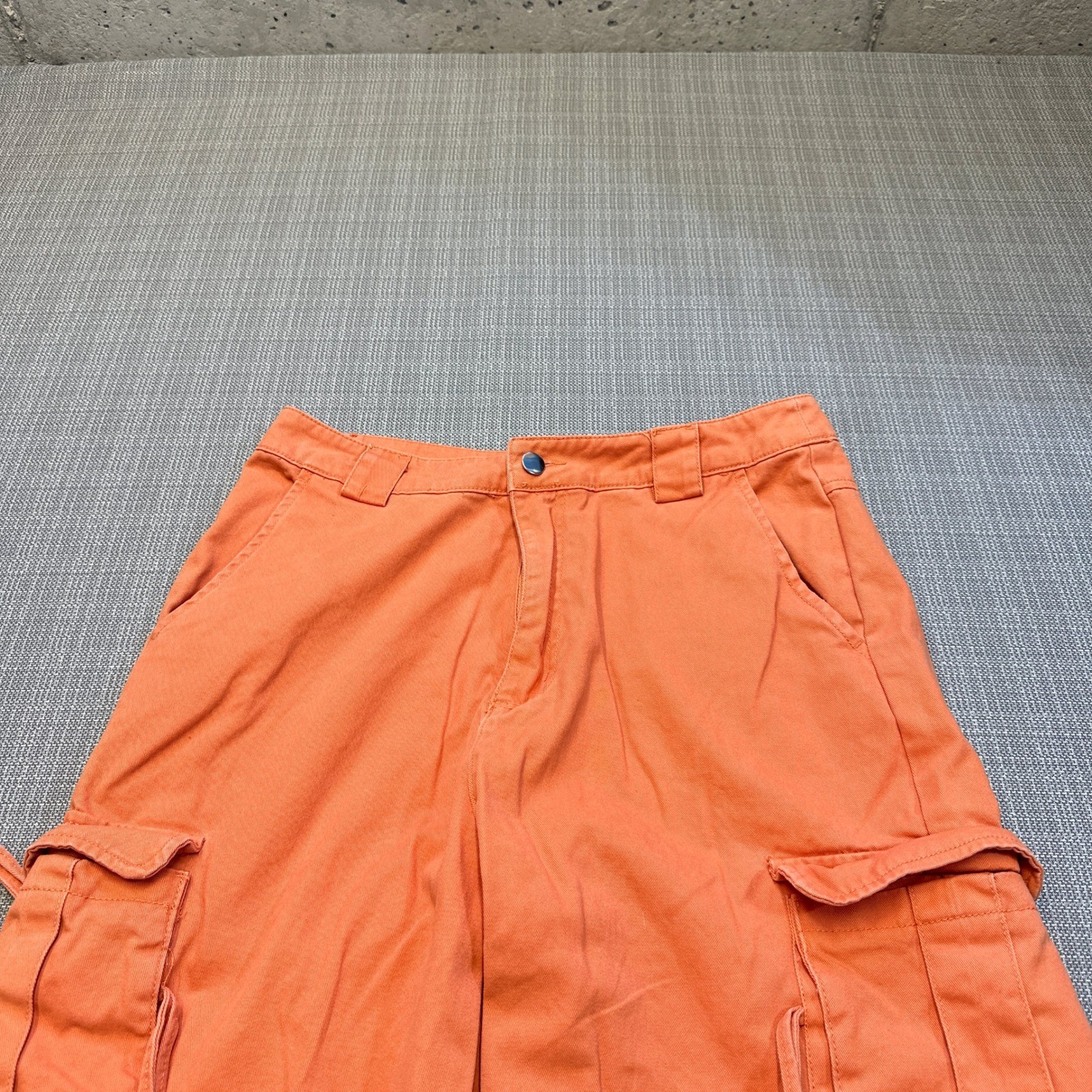 Orange Cargo Jogger Pants Womens Large Uility Parachute Y2K Skater Festival