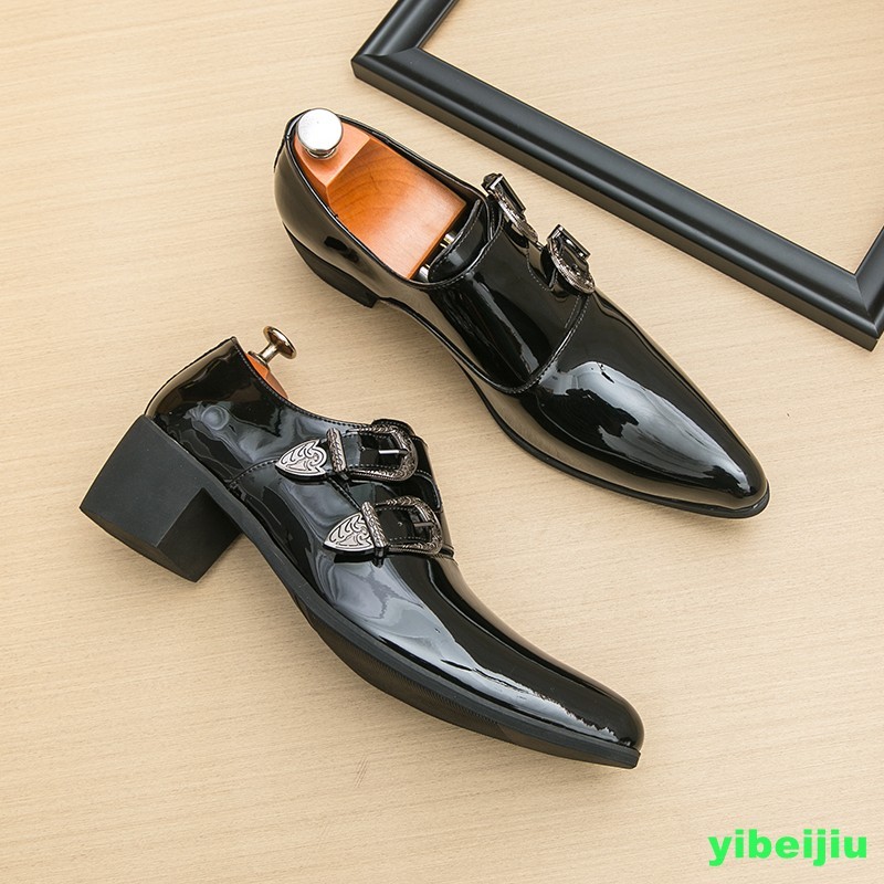 Mens Patent Leather Double Monk Strap Party Pointy Toe Shoes Business Oxford New