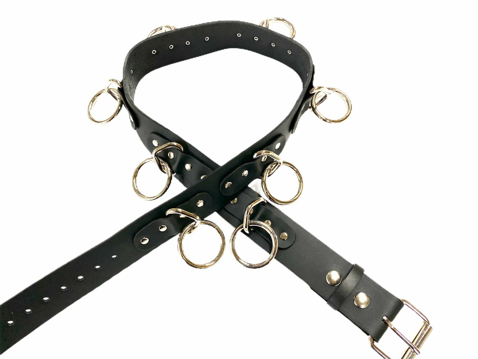 Large O Ring Bondage Punk Leather Belt Belt Goth Metal Thrash Funk Plus USA