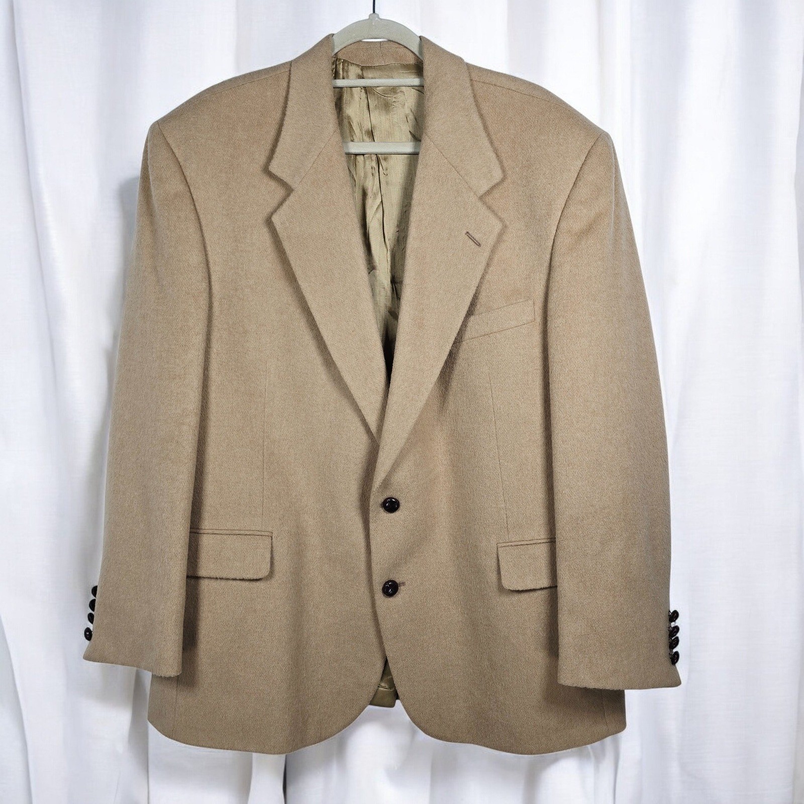 Tailors Row by Deansgate Mens 100% Camel Hair Blazer Tan Size 46 Luxury Coat