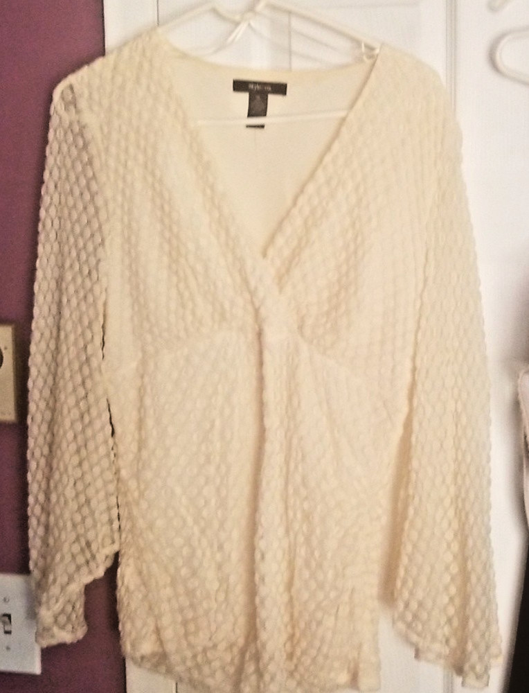 Style & Co Sheer Layered Bell Sleeve Empire Top XL NWT