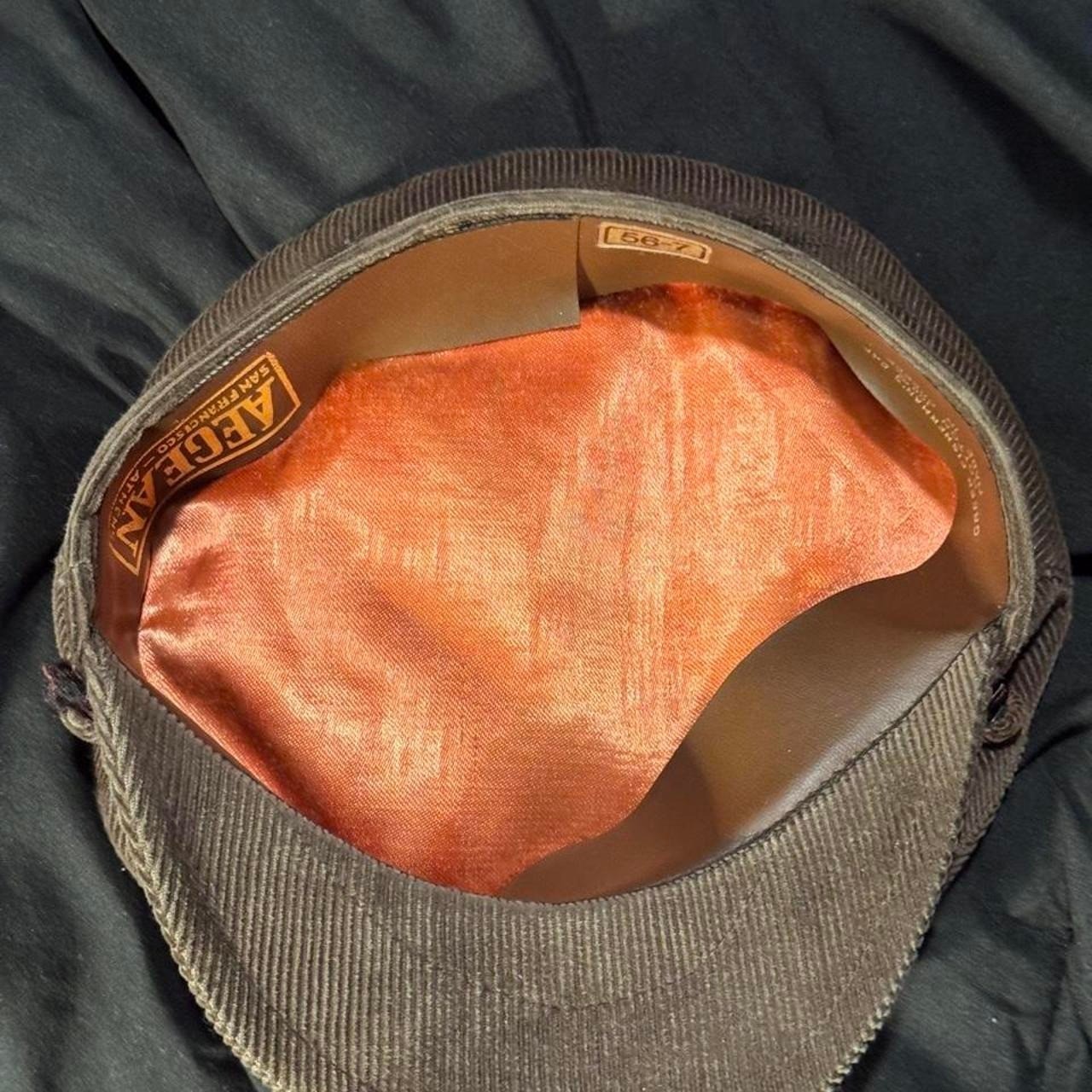 Brown Vintage corduroy mariner flat cap with braided trim details