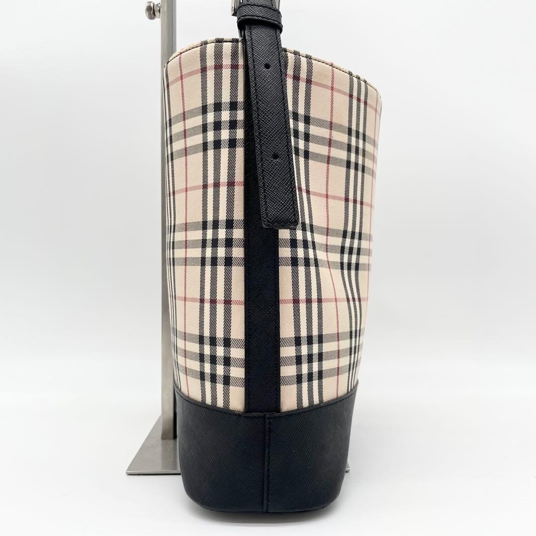 Burberry Nova Check Leather Tote Bag, 8.7×10.6×4.7in, Used