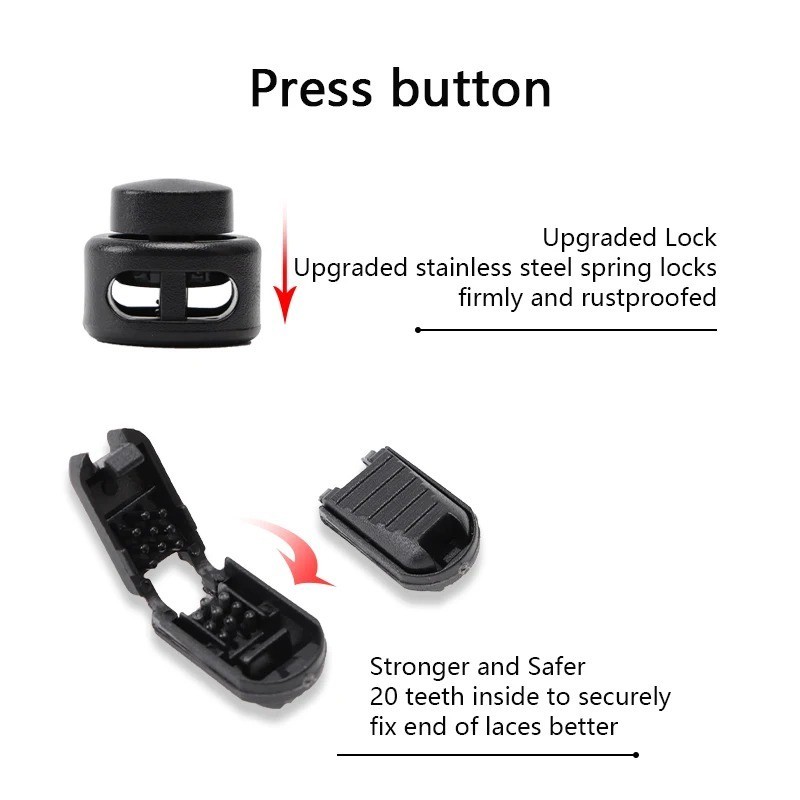 No Tie Elastic Shoelaces Lock Laces Shoe Strings Sports w/ Locking Toggle