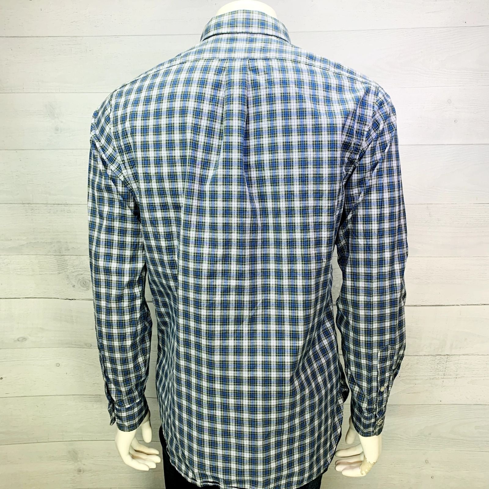Ralph Lauren Mens Dress Shirt Button Down Blue Green Plaid Size 15.5 – 39 | M