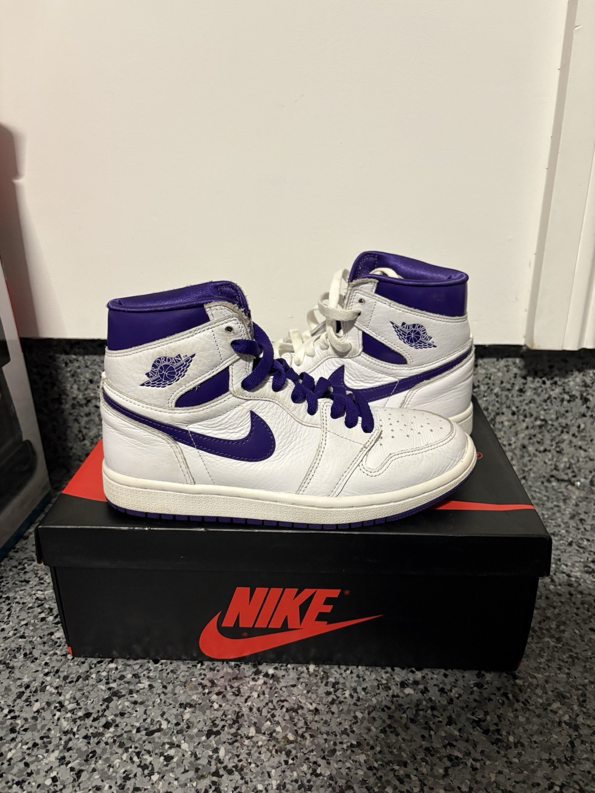 Jordan 1 Low white and purple trainers #sneakers #lifestyle