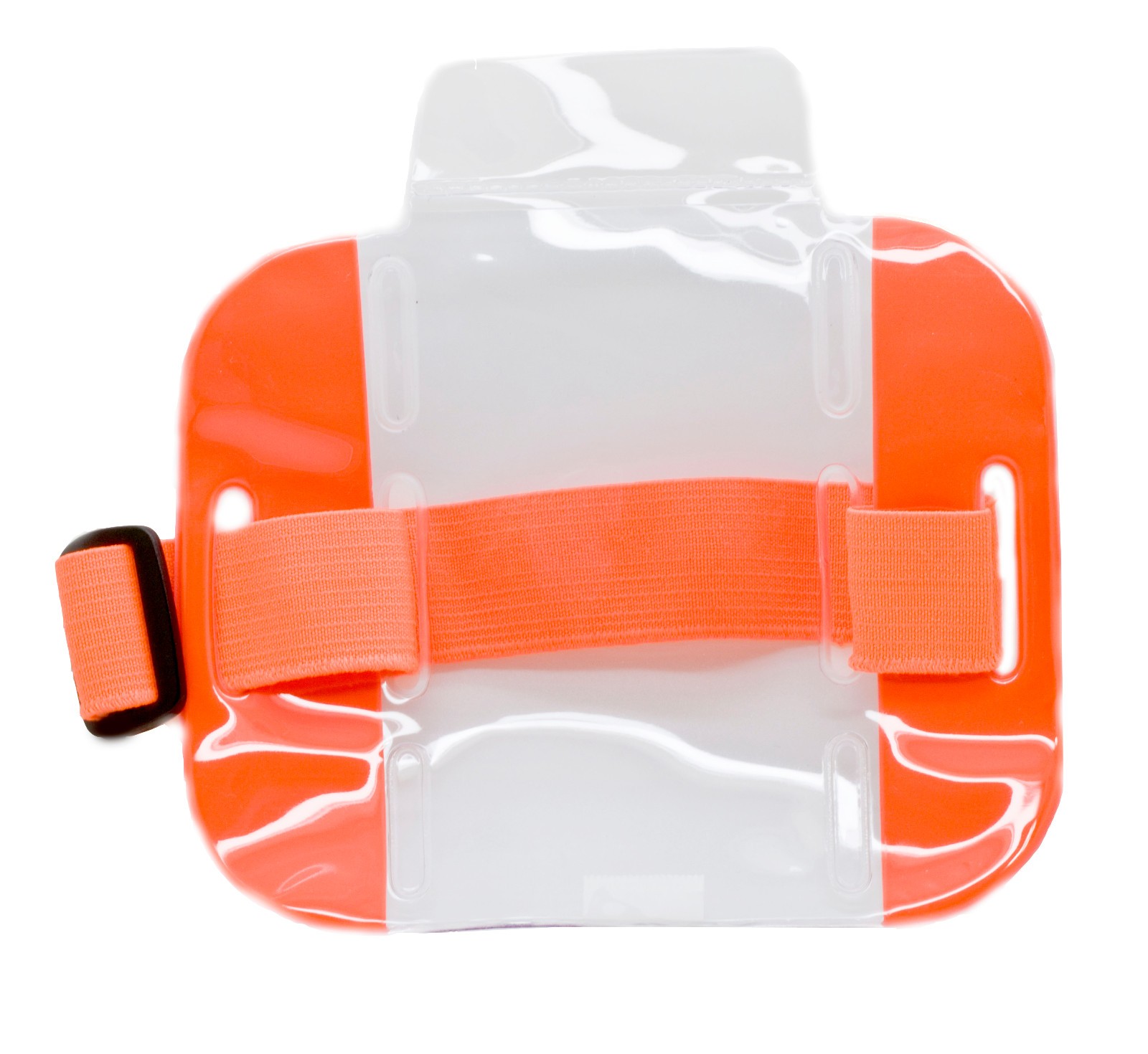 High Quality Reflective Arm Band Photo ID Badge Holder Vertical w/ Elastic Band