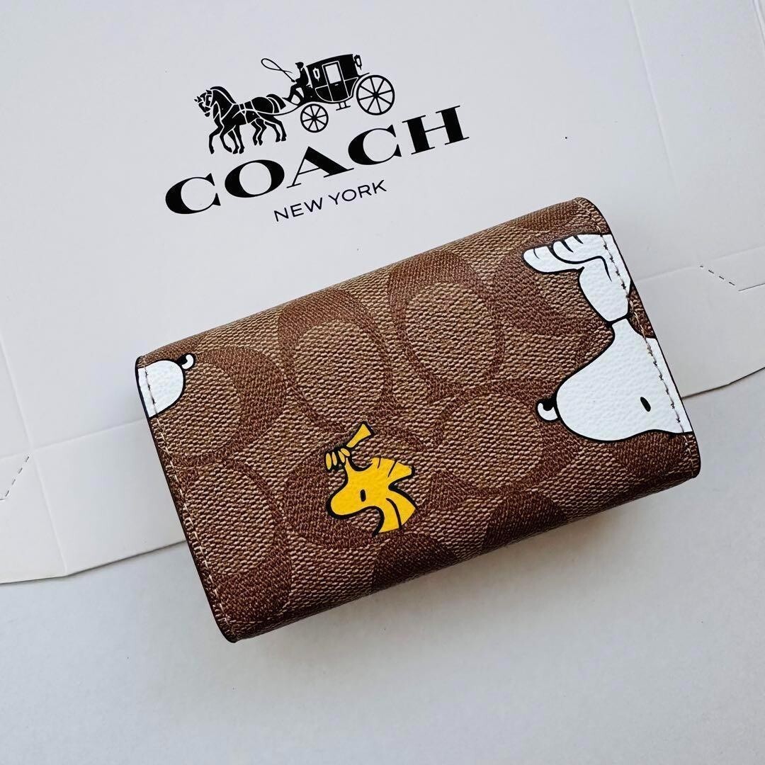 COACH x Peanuts 5 Key Case Snoopy Signature Smart Key CF250 outlet New With Box