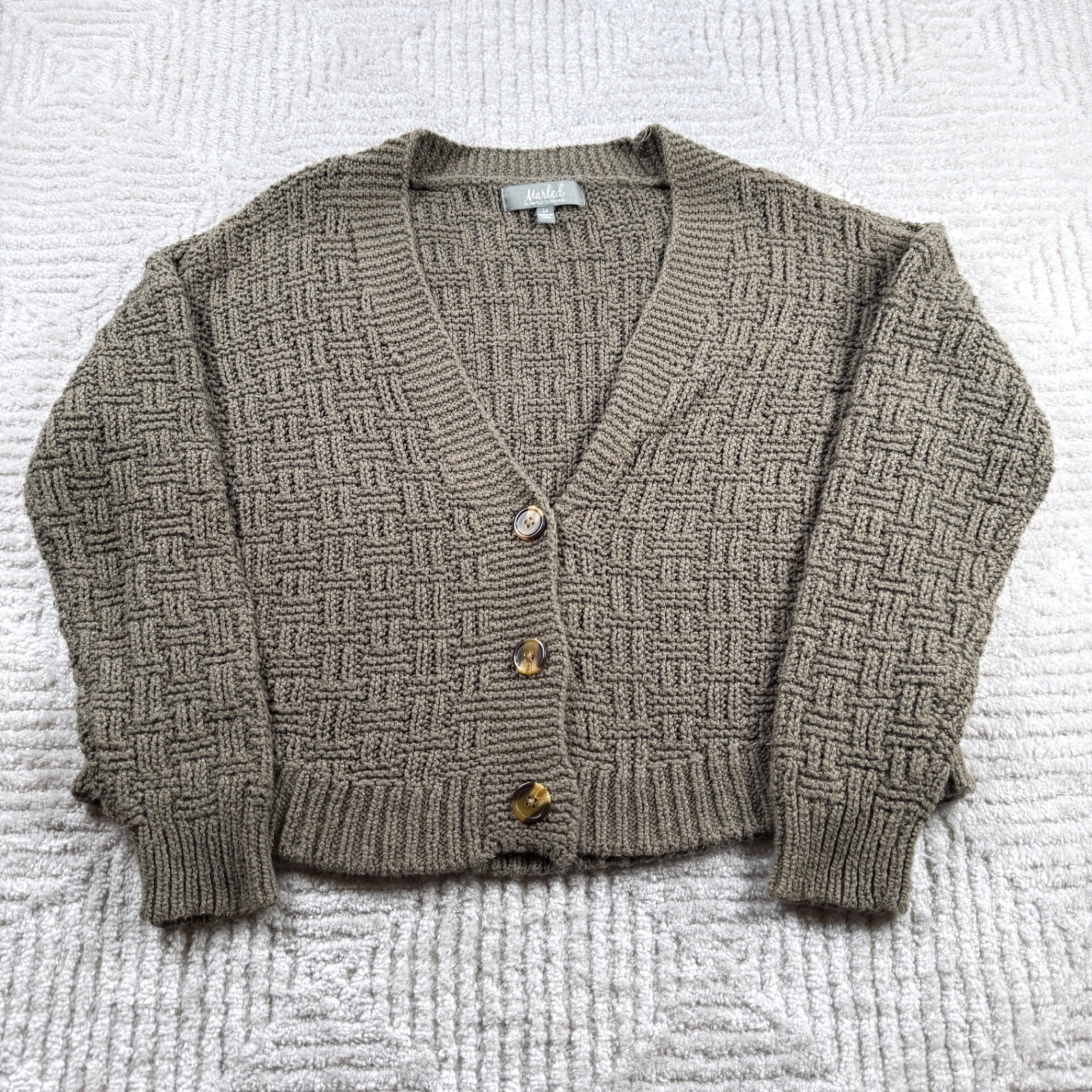 Marled Cardigan Women’s Medium Olive Brown Boho Earthy Cabincore Granola Girl