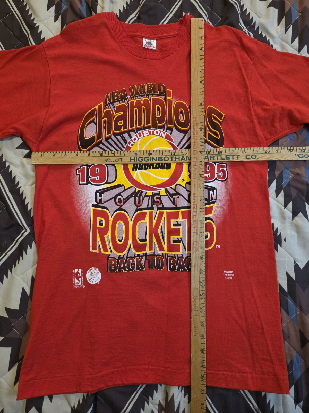 Vtg 1995 Houston Rockets Back To Back Championship T Shirt Red Mens Large NWOT