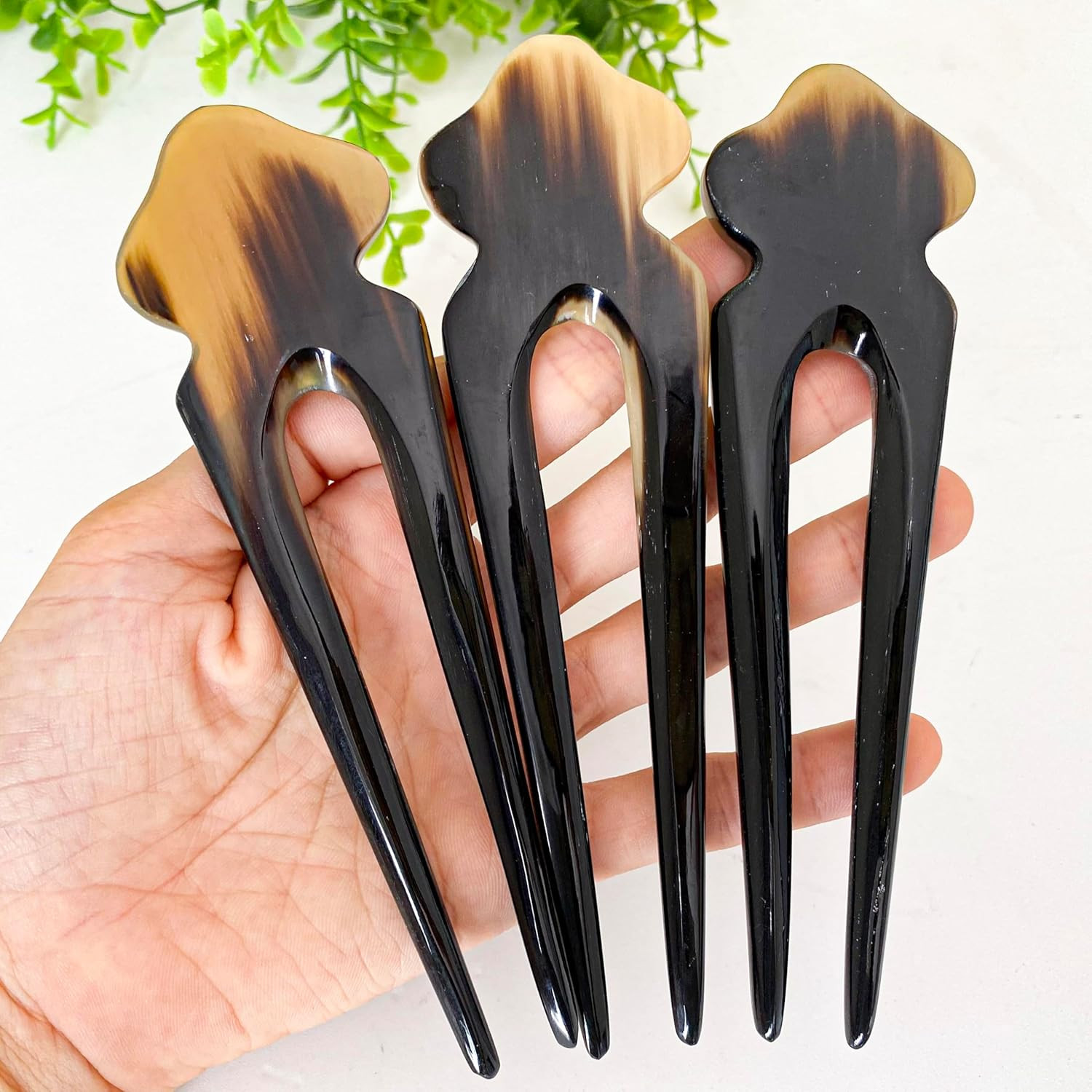 Hair Sticks for Long Hair, Natural Buffalo Horn Hair Smoothing Stick, Hair Stick