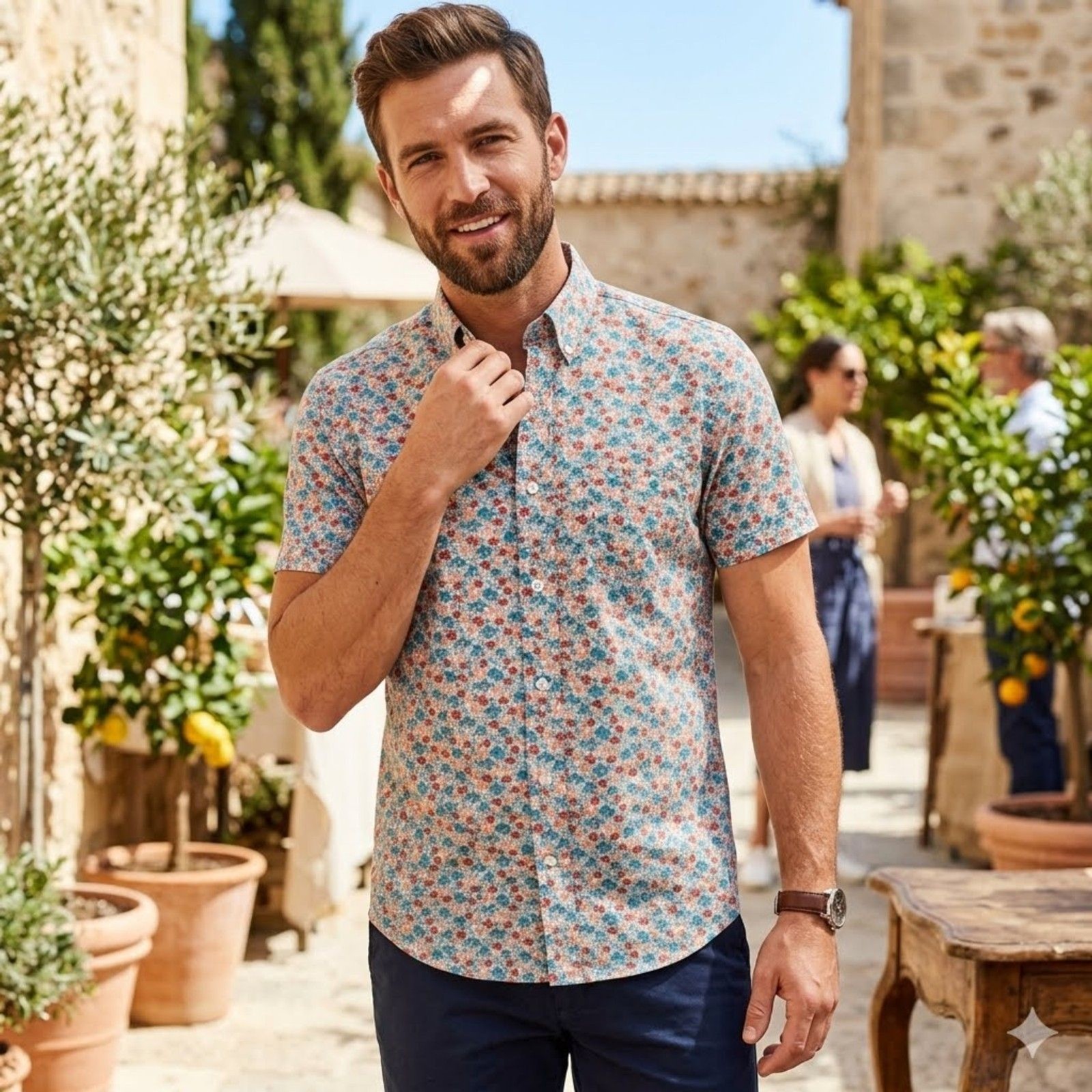J Crew Factory Floral Shirt Mens M Slim Flex Washed Button Down Preppy AL477