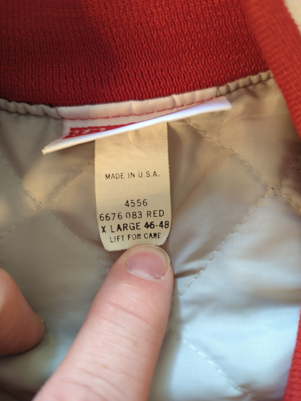 Vintage Hartwell Red Satin Bomber Jacket USA Made North Dayton Tool Shop Mens XL