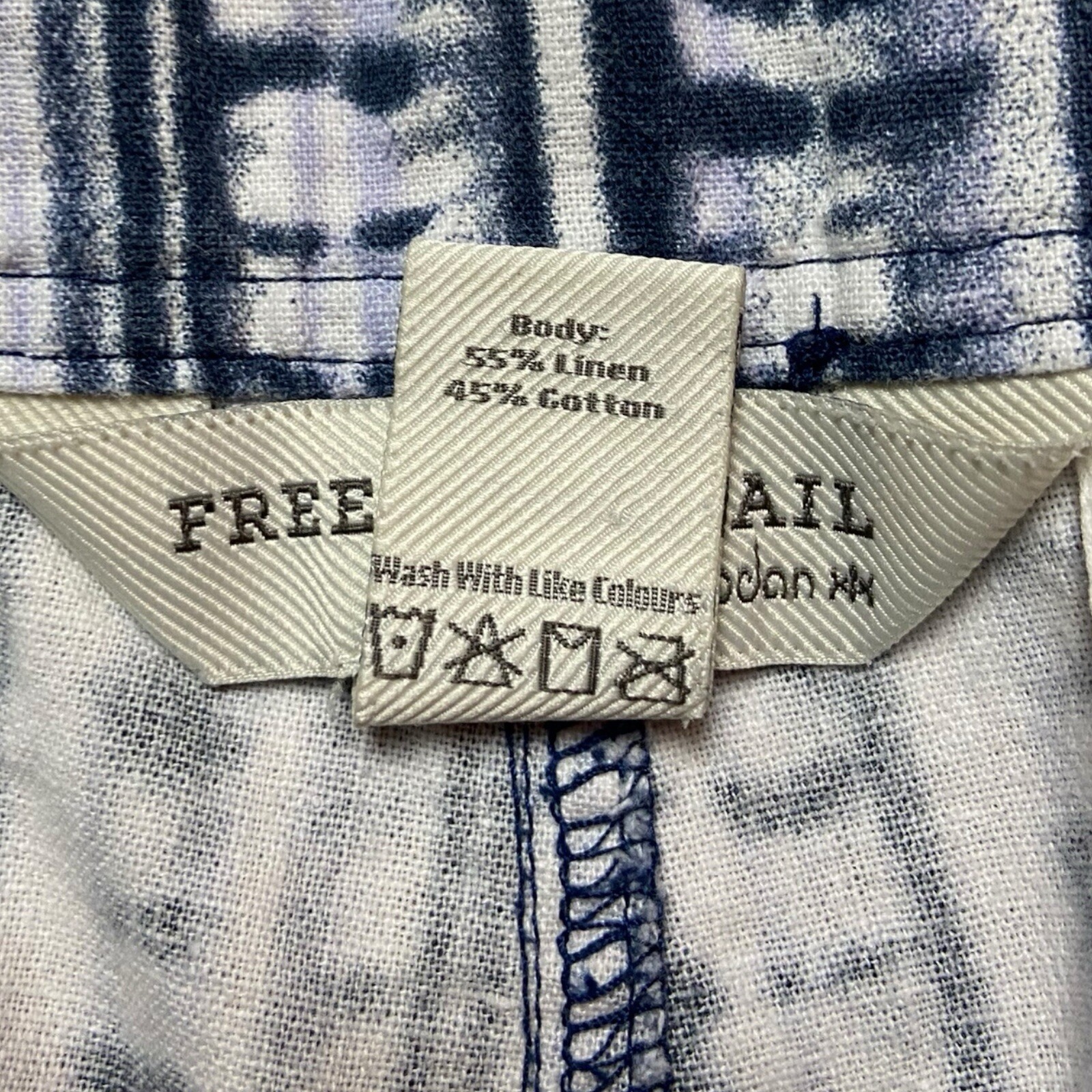 Freedom Trail by Kyodan Blue White Linen Cropped Drawstring Pants Size Medium