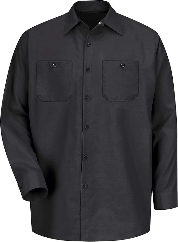 Red Kap Men’s Industrial Long Sleeve Work Shirt, Black