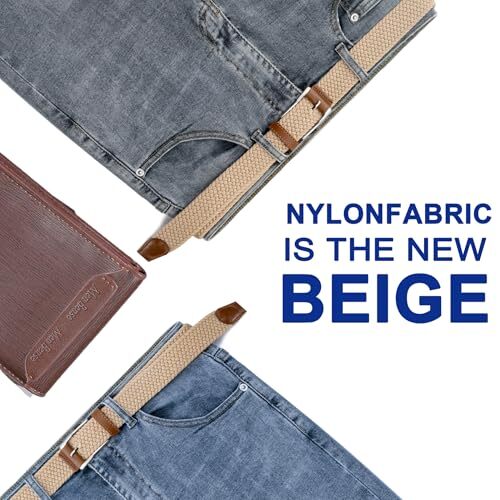 Mens Belt,Canvas Elastic Fabric Woven Stretch Belts for Golf Casual Pants Shirts