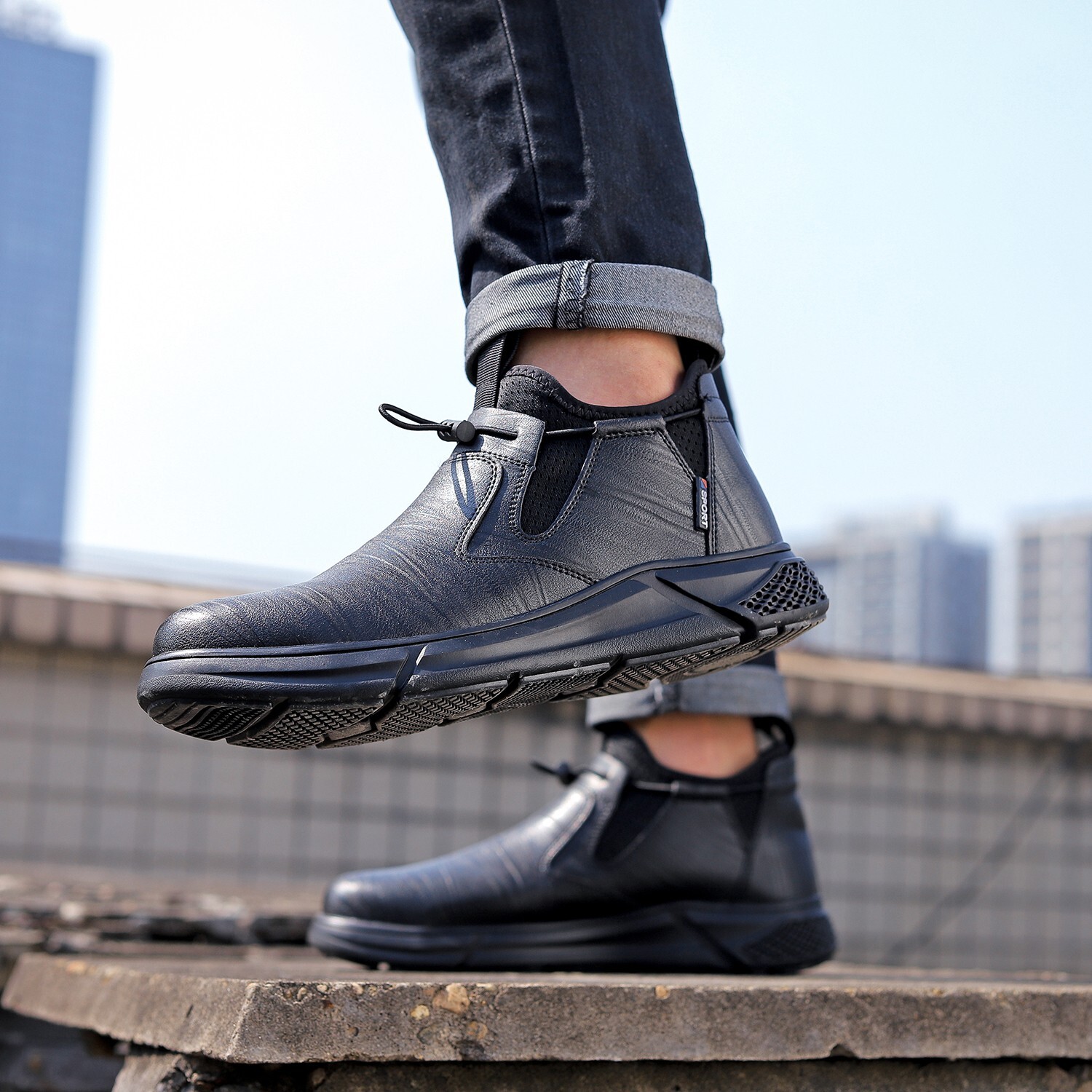 Men Safety Boots Work Indestructible Shoes Steel Toe Protective Boots Anti-smash