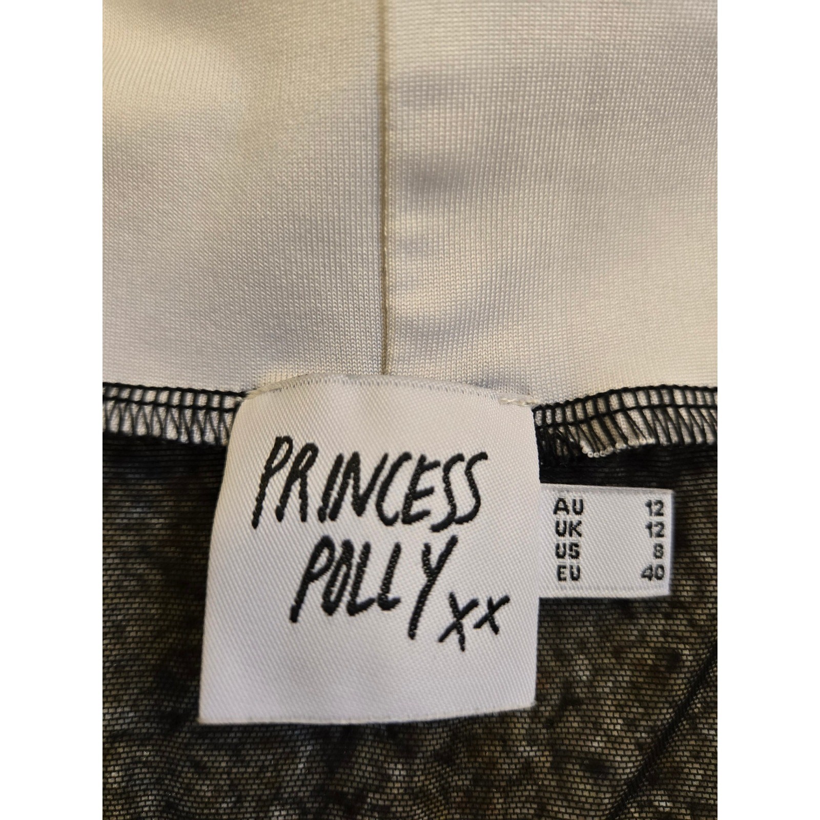 Princess Polly Black Sheer Mesh Off Shoulder Long Sleeve Top Size US 8