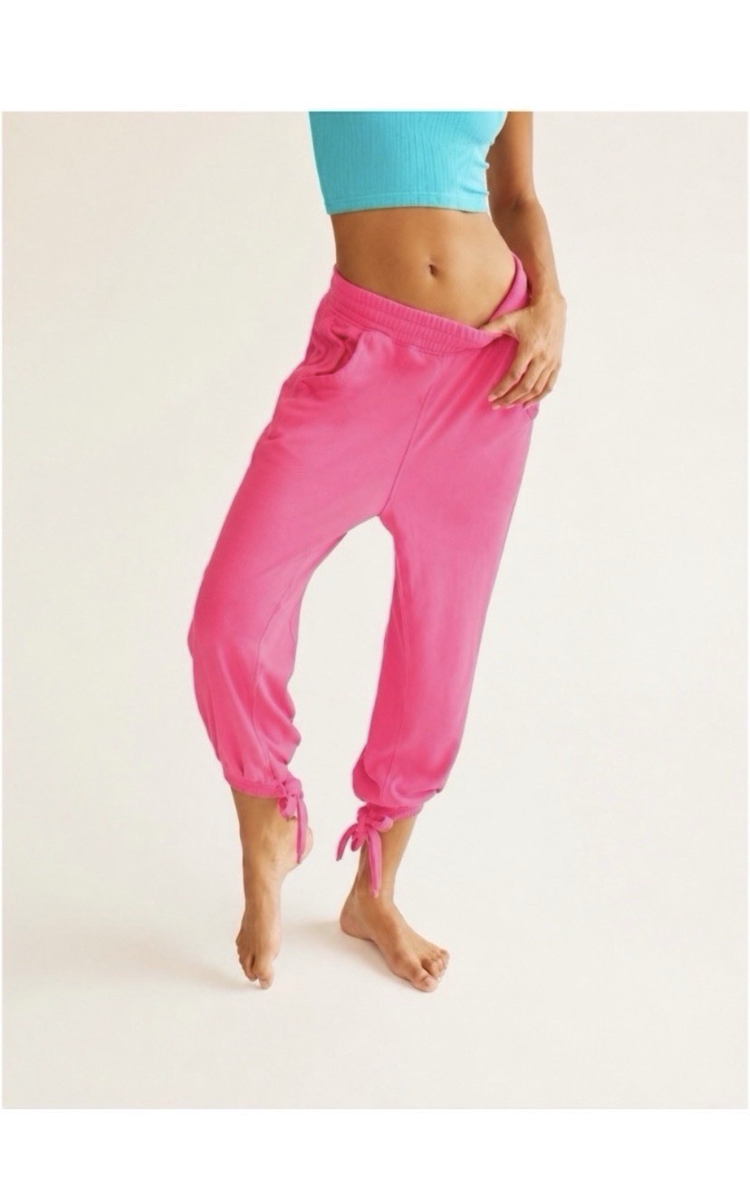 Free People Movement Hot Pink Boho Strappy Jogger Sweatpants Size Small