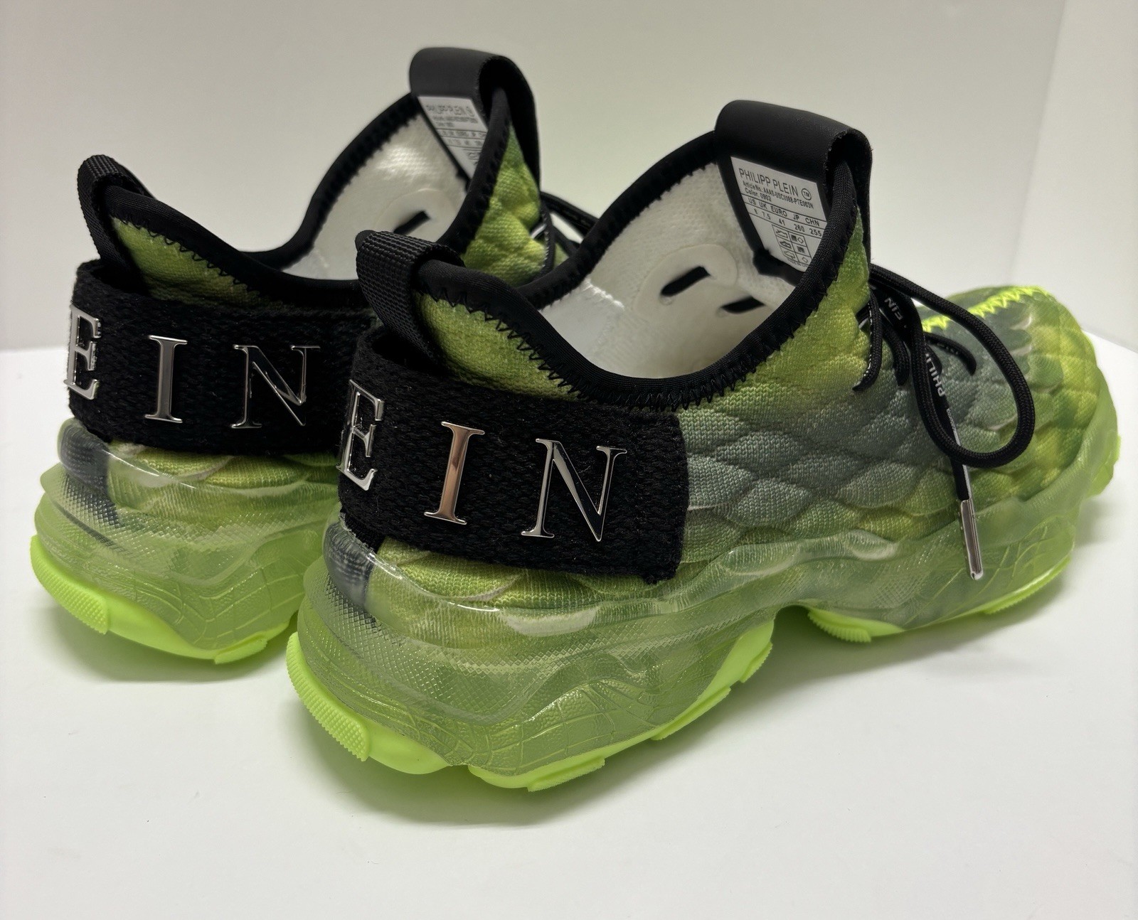 Philipp Plein Runner Hyper Shock Sneakers US 8 EU 41 Green Black New w/ Box