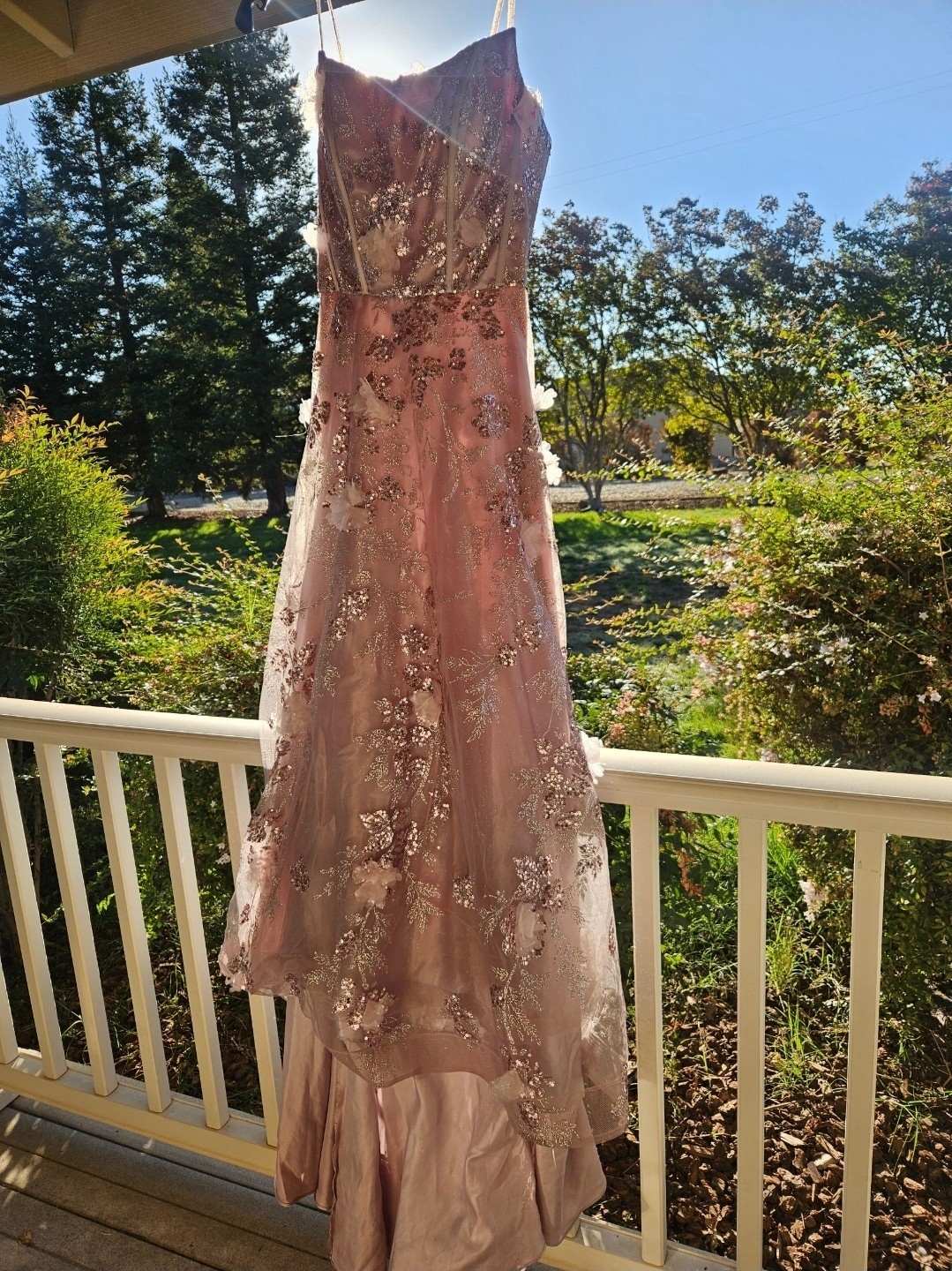 Ladivine by Cinderella Divine Pink Beaded Floral Satin Gown Size 4