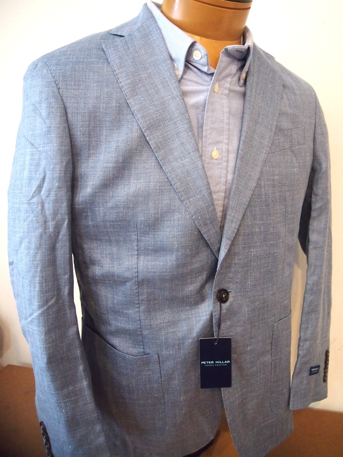 Peter Millar Wool Silk Linen 2 Button Gavin Herringbone Sport Coat NWT 40R $1295