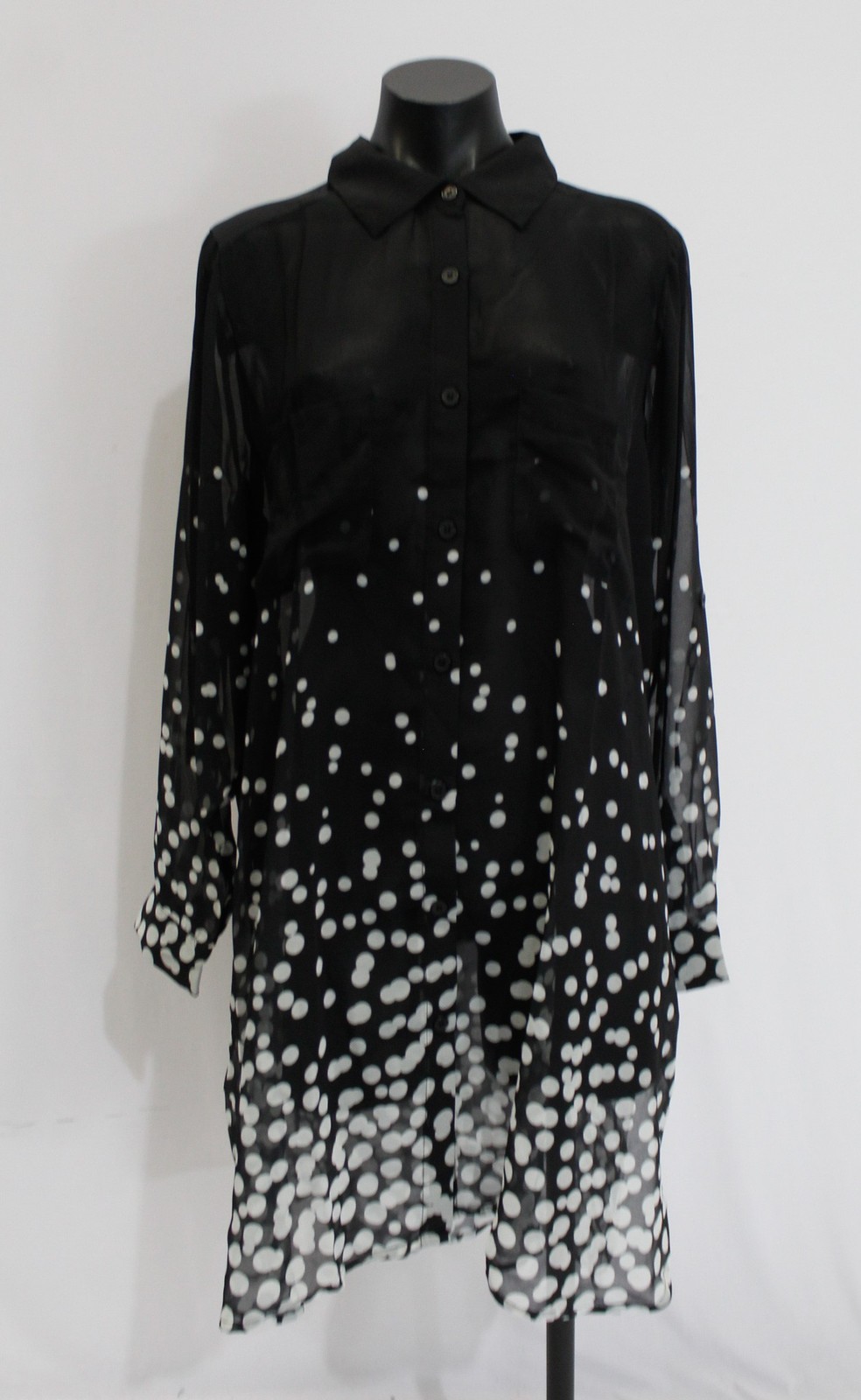 Jessica London Women’s Sheer Georgette Mega Tunic MS7 Black/White Size 20W