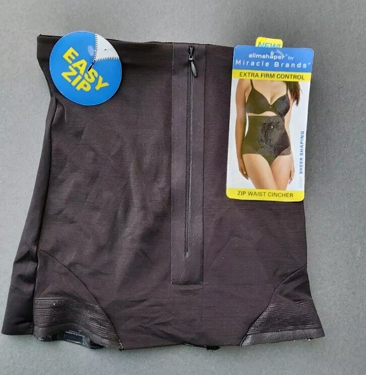 NWT Slim Shaper by Miracle Brands M Black Waist Slimming Cincher