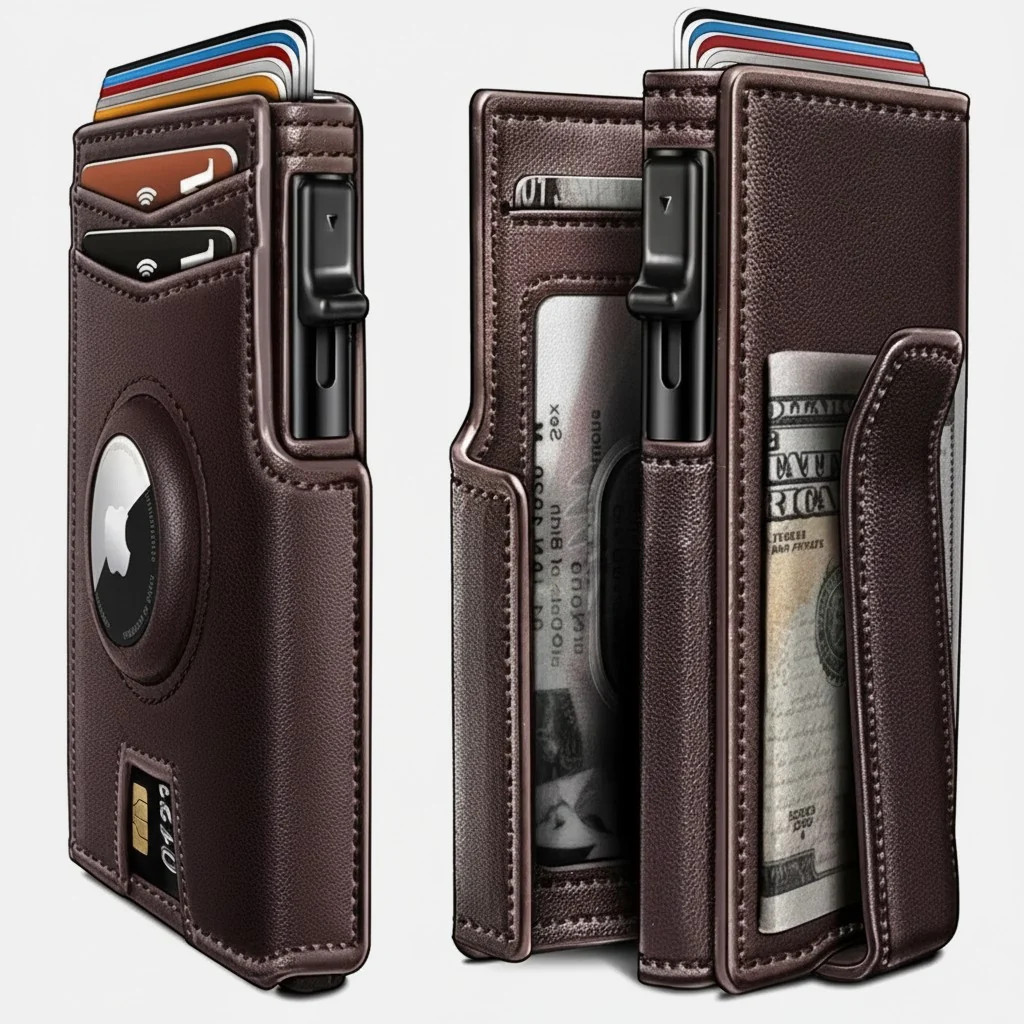 Men’s RFID Leather Wallet Ultra Slim Bifold with ID Window & Card Holder