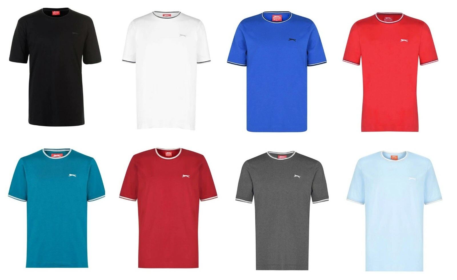 Mens Slazenger 100% Cotton Tipped Crew Neck T Shirt XS S M L XL XXL 3XL 4XL BNWT