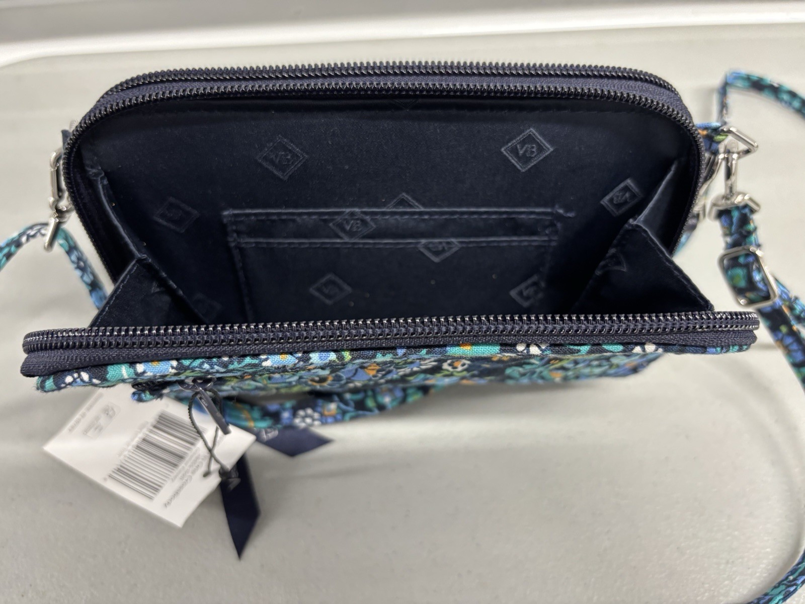 NEW! Vera Bradley AIO Crossbody Wallet Dreamer Paisley Plants RFID Protection