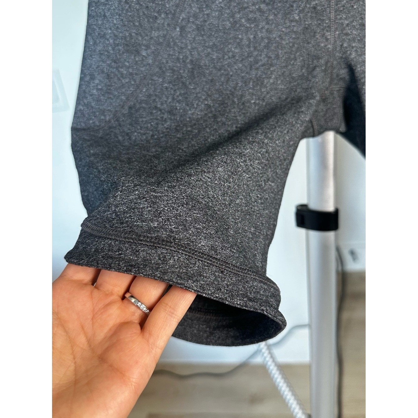 CALIA Essential Charcoal Heather Mid Rise Bike Shorts Zip Pocket S