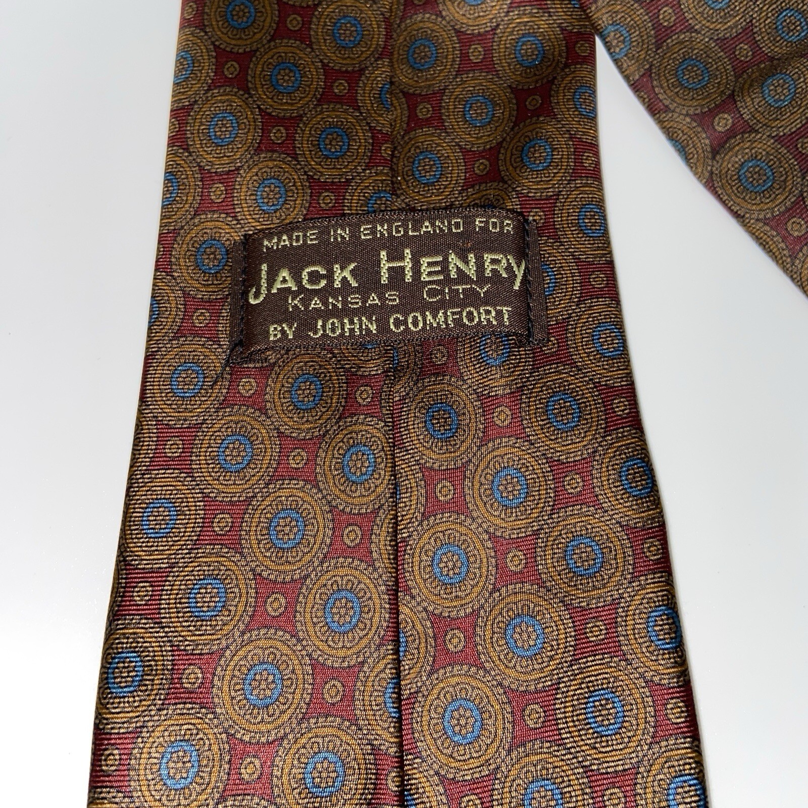Jack Henry Kansas City By John Comfort Tie All Silk Red Tan Blue Made In England