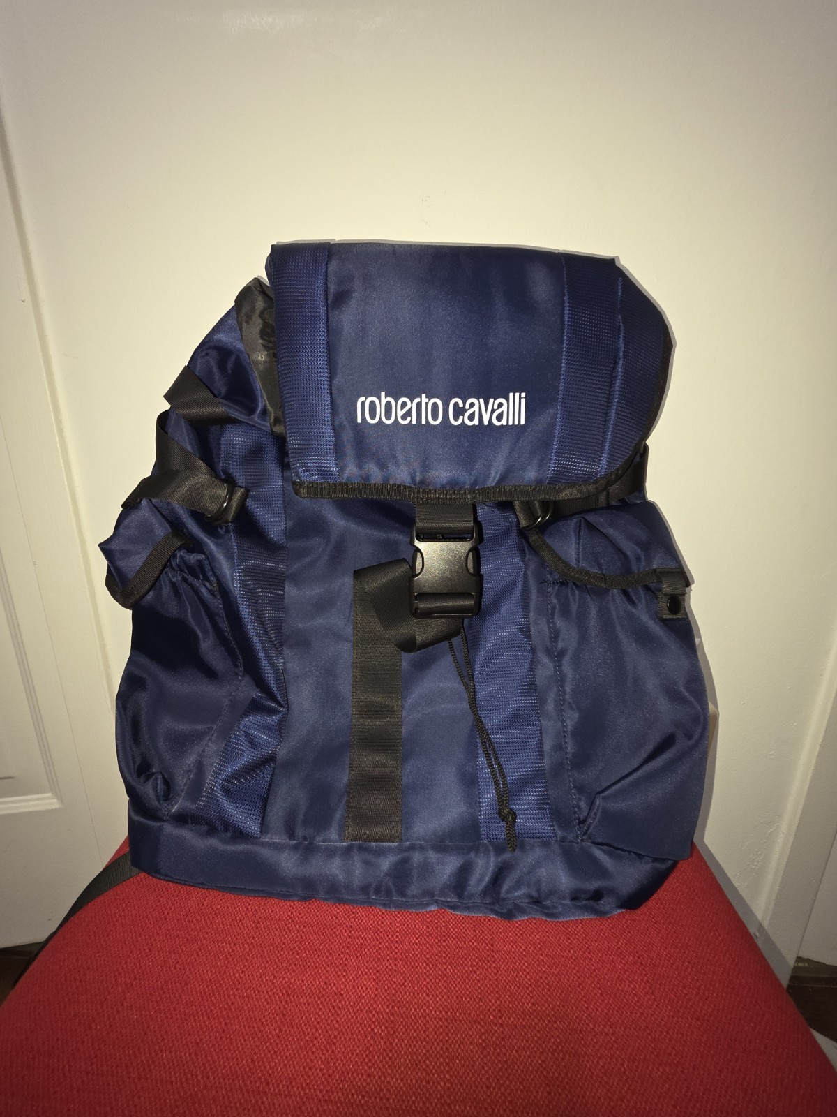 $350 Roberto Cavalli Blue Solid Men’s Backpack