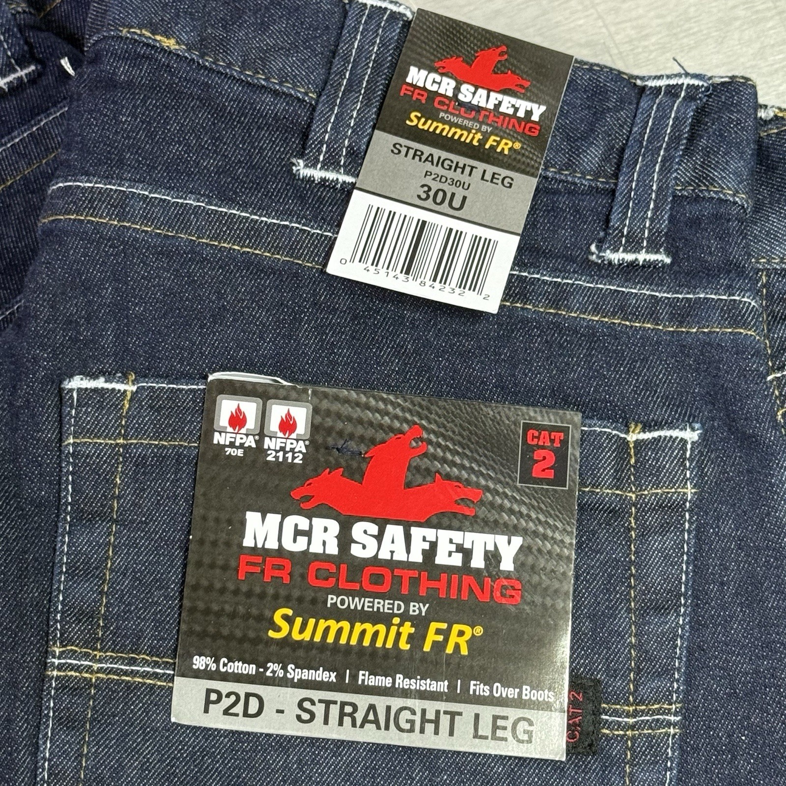 Lot of 2 MCR Safety P2D3034 FR Jeans 30U Straight Leg CAT 2 New