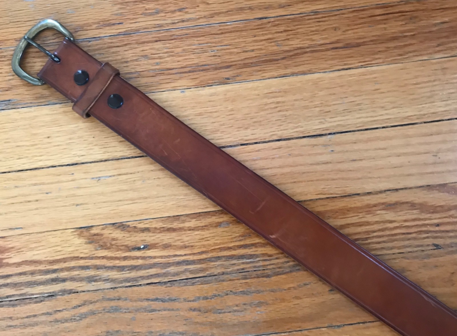 Bianchi Men’s Classic Heavy-Duty Leather Belt w/ Solid Brass Buckle Size 38