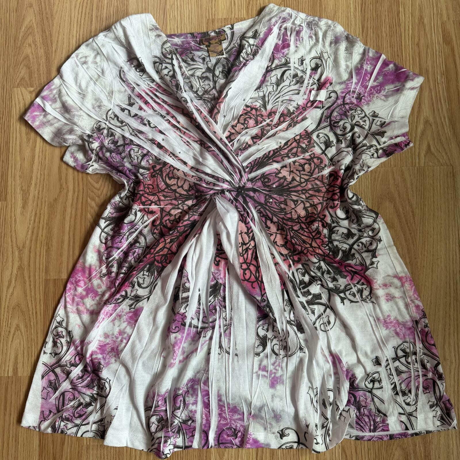 Vintage Y2K Wrangler Twist Top Babydoll Rhinestones XL