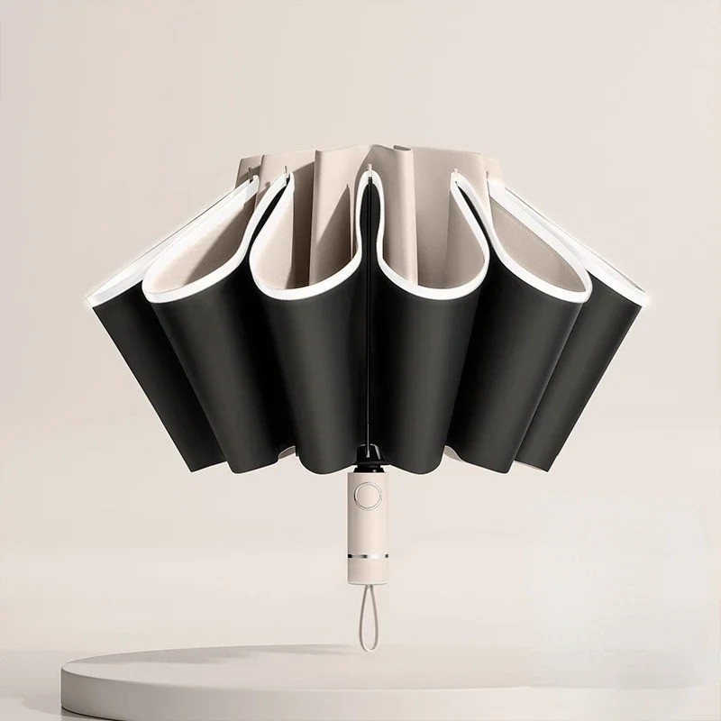 Men Women Automatic Reverse Folding Umbrella Windproof UV Reflective Stripe*
