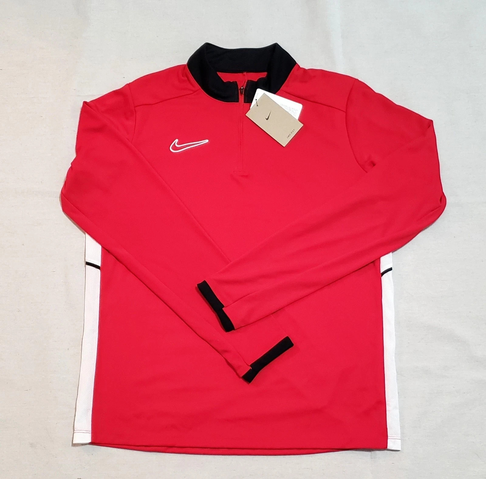 Nike Academy Men’s L Red Black Pullover 1/4 Zip Drill Top Dri-FIT FZ9767 627