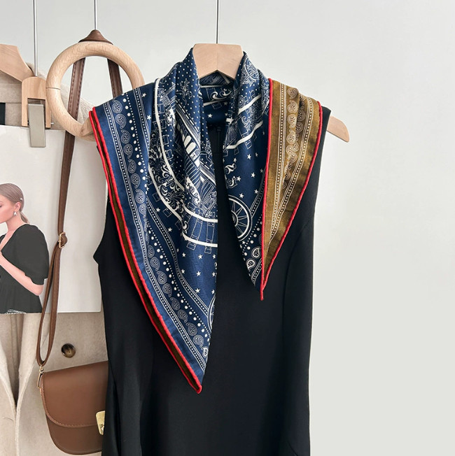 70% Cashmere 30% Silk Neckerchief cashew Print Wrap Scarf Shape Bandana 65X65cm