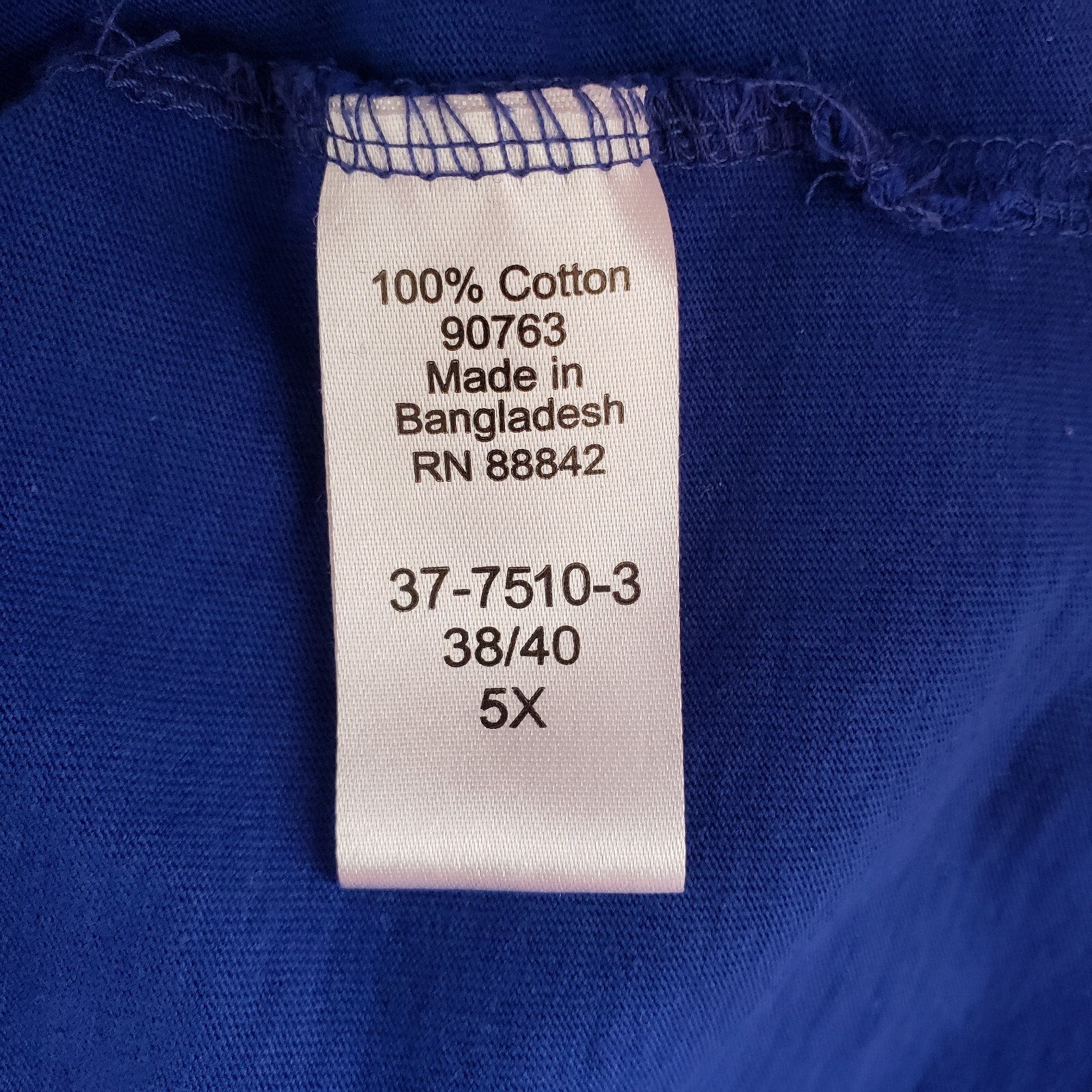 Roamans Pullover Tee Shirt Plus Size 5X 38/40 Top Blue 100% Cotton Tunic Blouse