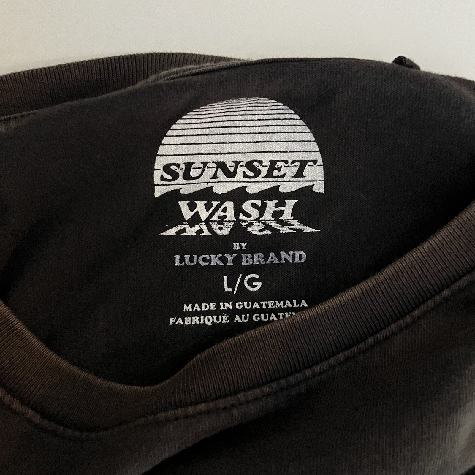 Lucky Brand Sunset Wash Brown Pocket Tshirt Large Patina Retro Fade California