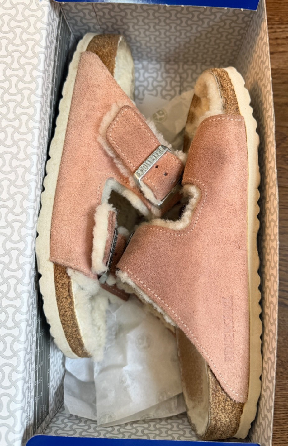 Birkenstock Arizona Shearling sandals Pink Clay size 39 (US 8-8.5) w/box used