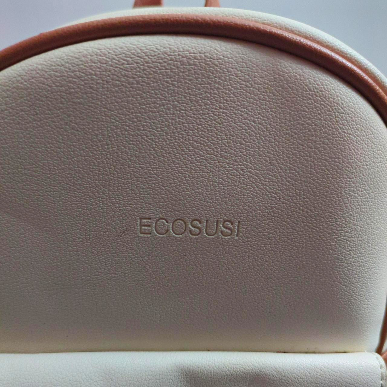 Ecosusi Beige/Brown Mini Backpack Purse w/ Tassel, Zip Closure, Pockets