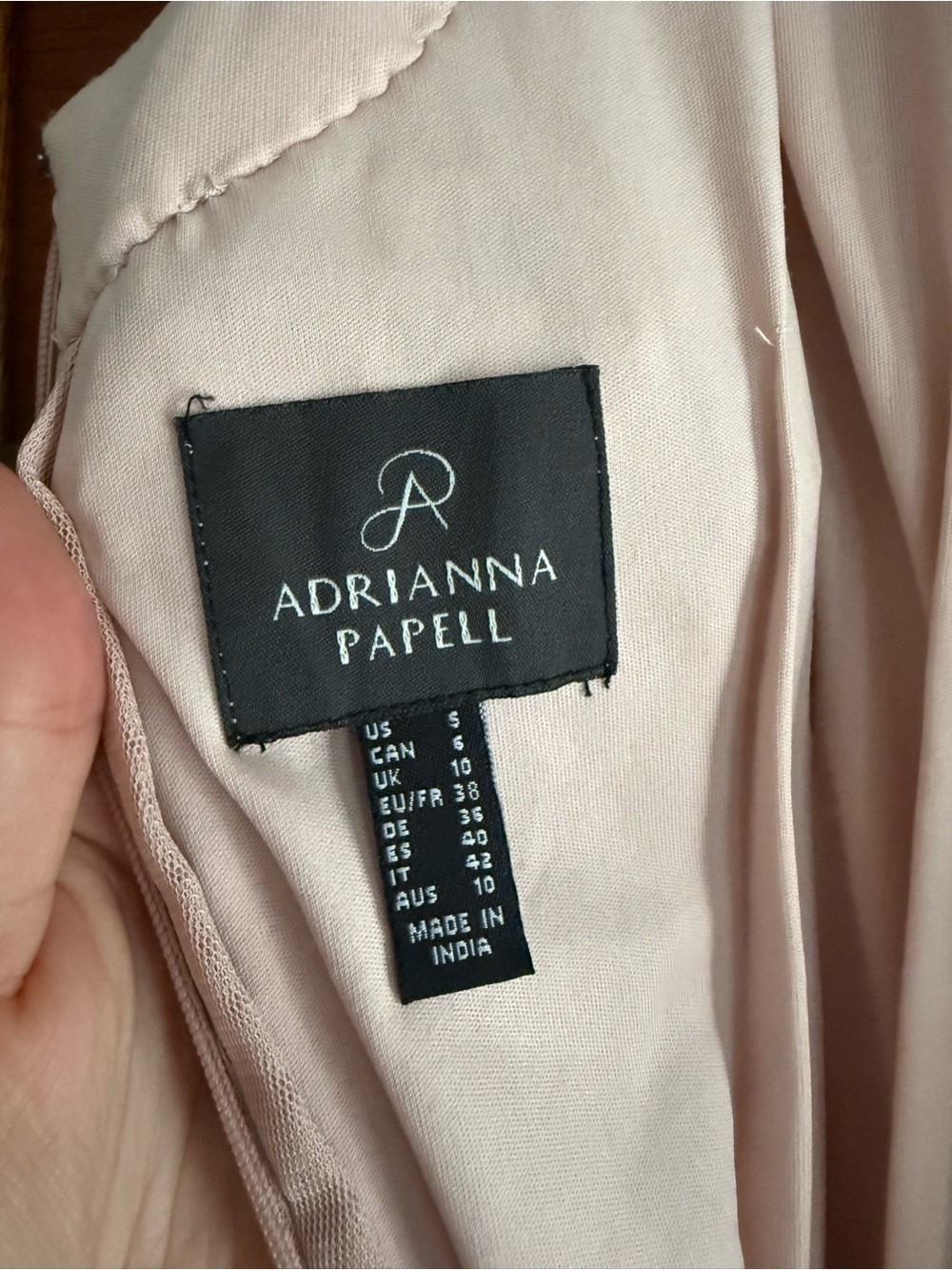 ADRIANNA PAPELL Scoop Back Sequin Maxi Gown Short Sleeve Full Length Blush Nude