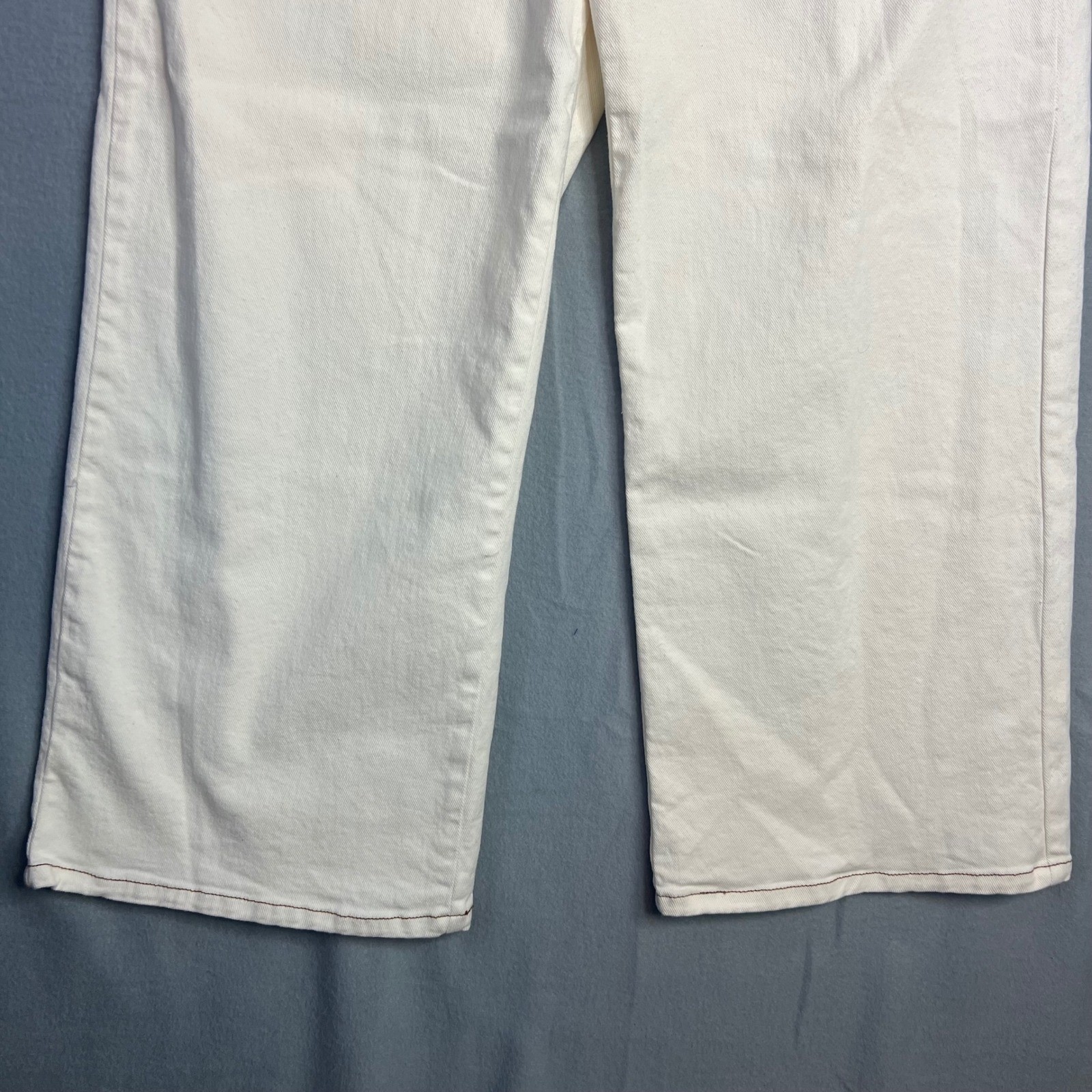 Karen Kane Super Bloom Wide Leg Jeans Size 15 Crop Natural Cream High Rise NWT