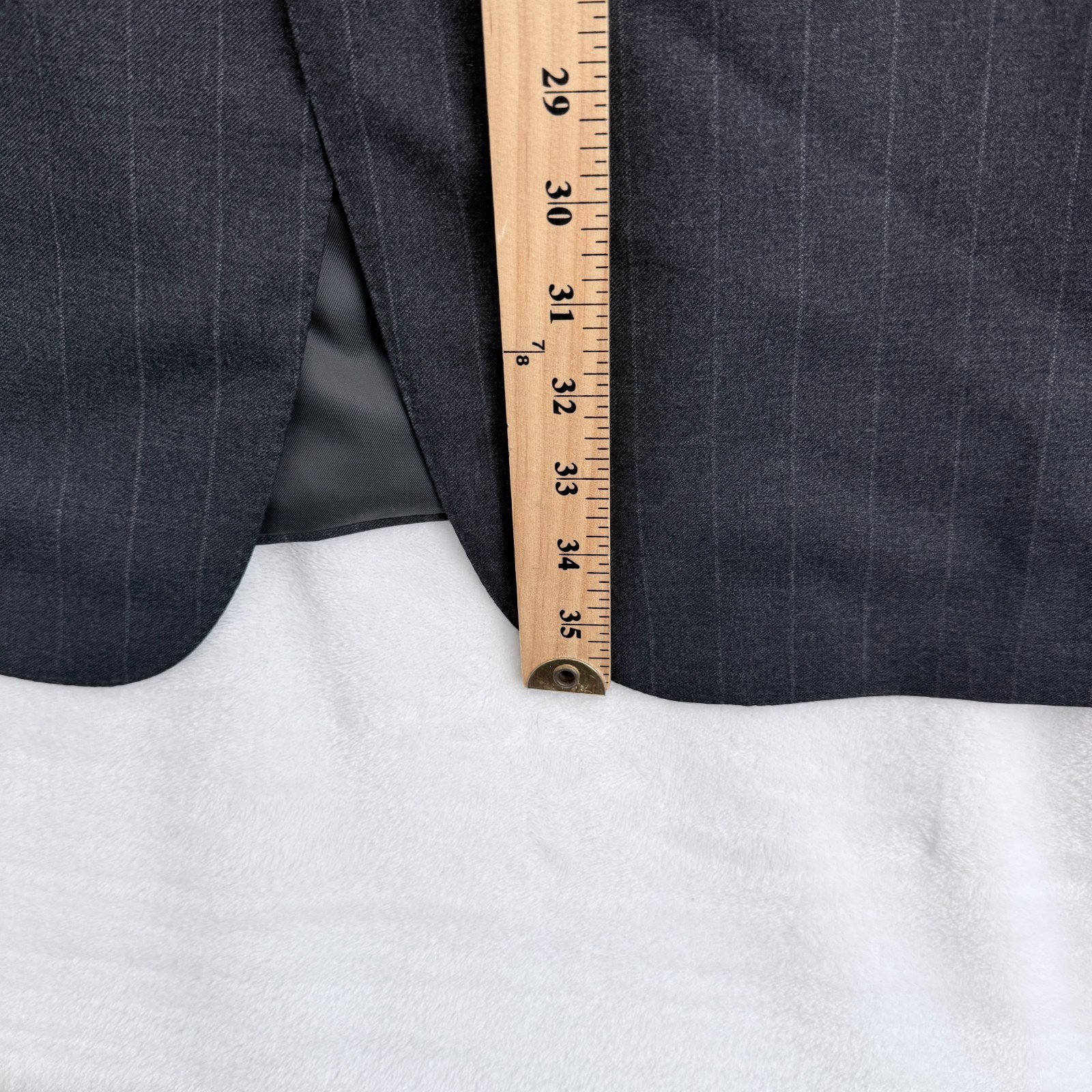 Ermenegildo Zegna Suit Jacket Mens 47R (EU 58) Drop 7 Black Stripe Wool Business